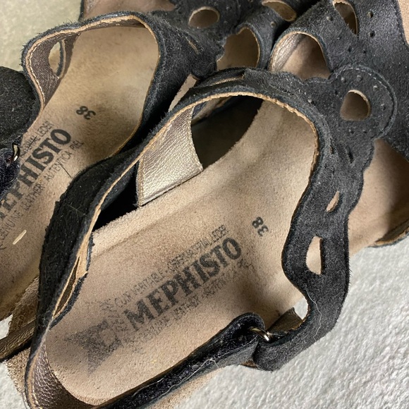 Mephisto Harper Comfort Sandals Black Adjustable Suede Women's EU38 - Picture 5 of 5